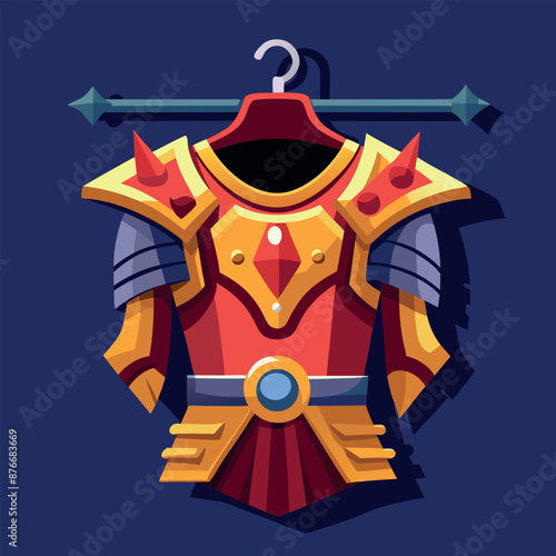 armour from the Middle Ages Vector illustration of a set of medieval armour for combat 
