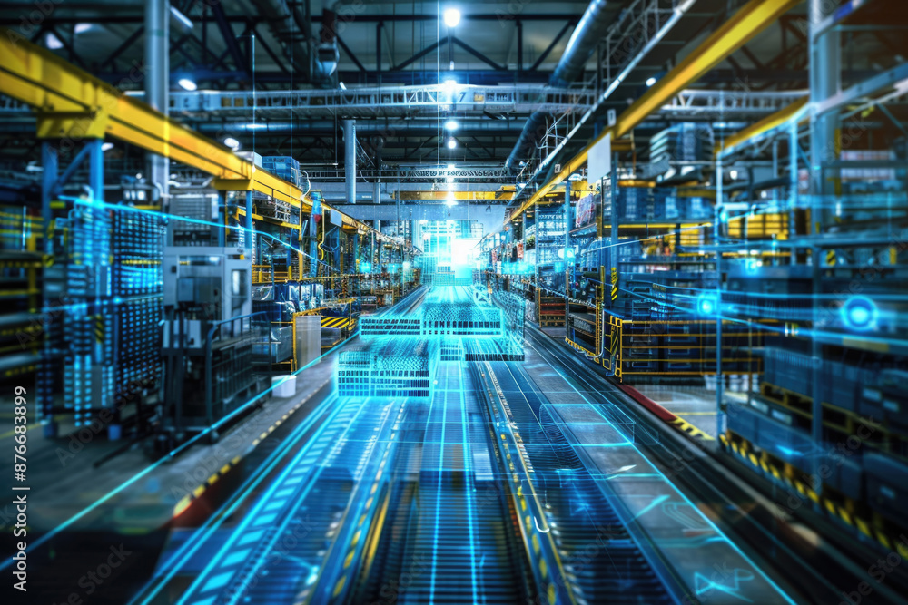 Fototapeta premium Visualize smart factories and warehouses