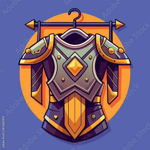 armour from the Middle Ages Vector illustration of a set of medieval armour for combat 
