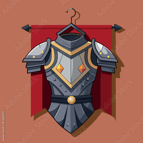 armour from the Middle Ages Vector illustration of a set of medieval armour for combat 
