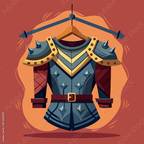 armour from the Middle Ages Vector illustration of a set of medieval armour for combat 
