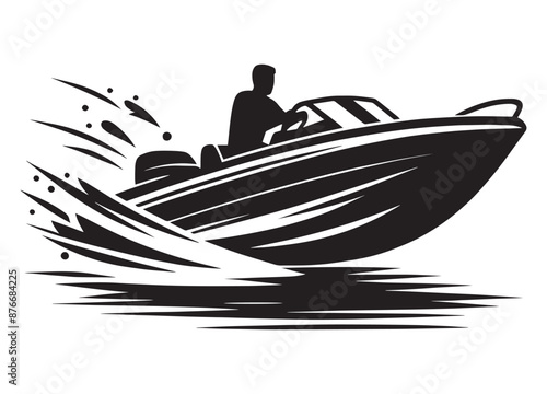 Boat silhouette vector illustration isolated on a white background