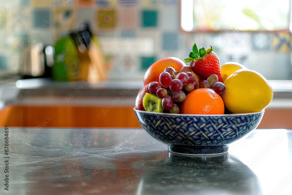 vibrant fruit bowl on a kitchen vibrant fruit bowl on a kitchen