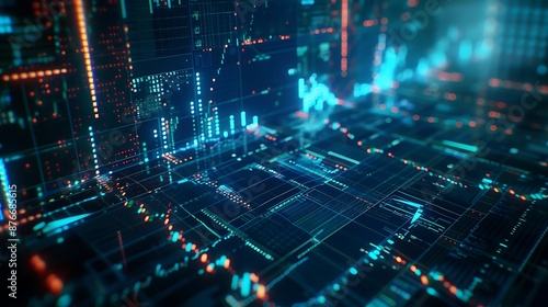 Data Technology Computer Generated Digital Currency and Exchange Stock Chart for Finance and Economy Display