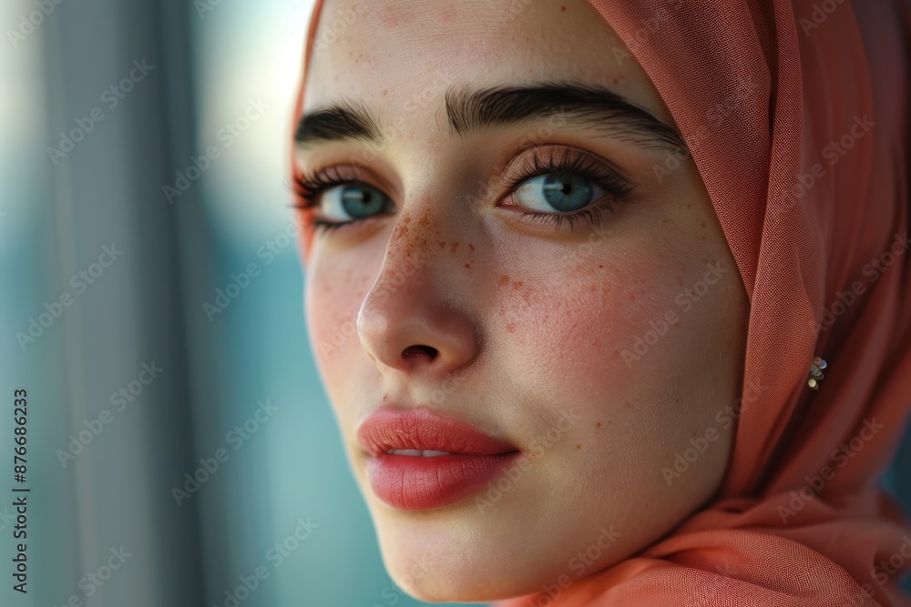 Close-up Portrait of a Woman with Blue Eyes Close-up Portrait of a Woman with Blue Eyes