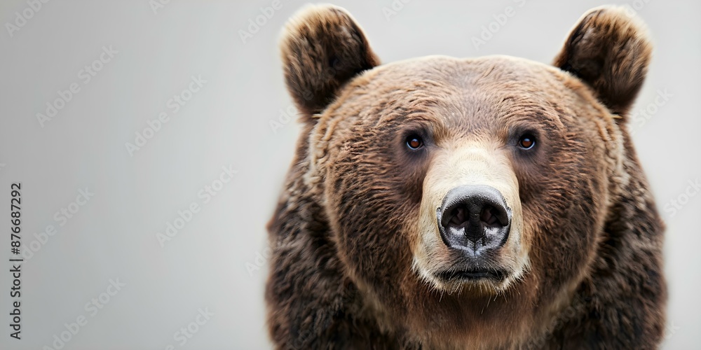 Obraz premium Brown bear design shirt on white background for wide banner printing. Concept Wildlife-inspired Products, White Background, Banner Design, Brown Bear Shirt, Wide Format Printing