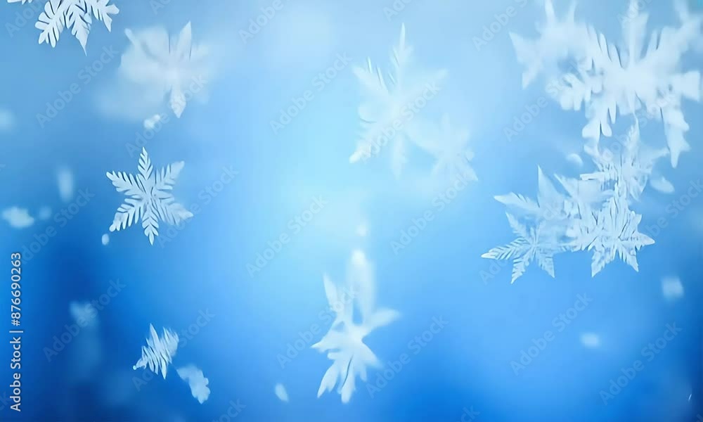 Realistic snowfall on abstract blurry blue copy space background. Realistic snowfall on abstract blurry blue copy space background.