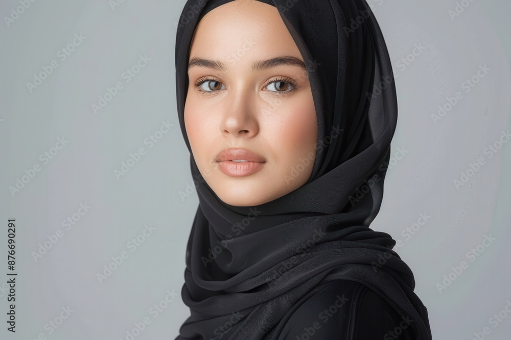 Portrait of a Young Woman Wearing a Black Hijab Portrait of a Young Woman Wearing a Black Hijab
