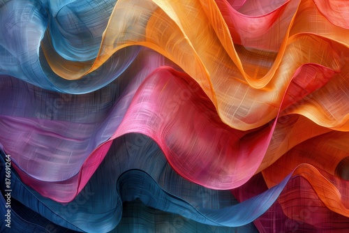 A colorful piece of fabric with a wave pattern