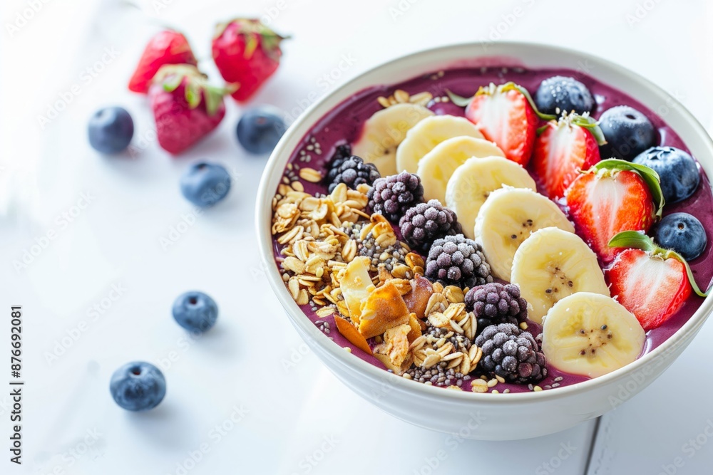 Smoothie Bowl with Acai, Berries, and Banana Slices Smoothie Bowl with Acai, Berries, and Banana Slices