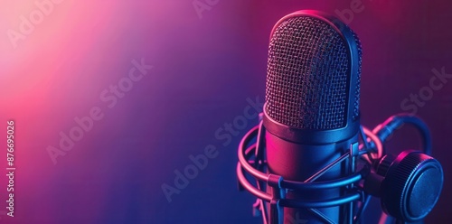 Vibrant and Energetic Podcast Studio. Creative and dynamic podcast background concept