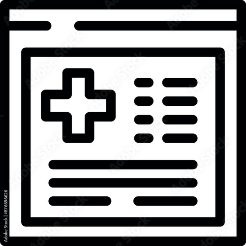 Simple icon depicting an online medical record, perfect for representing telemedicine and digital healthcare solutions