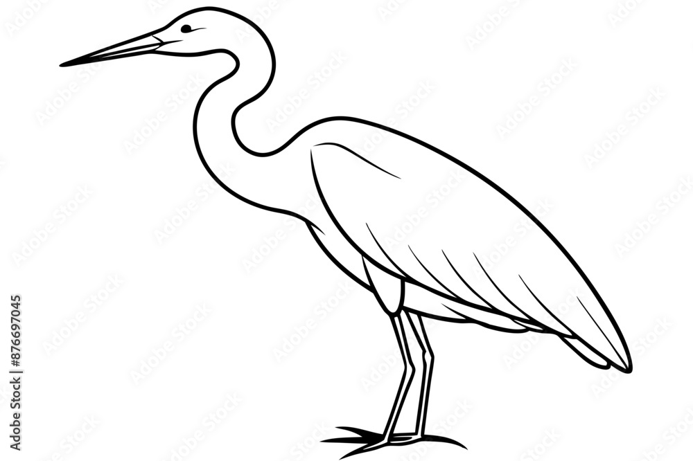 Fototapeta premium Great Egret icon vector line art illustration