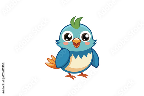 Cheerful Cartoon Bluebird and cute bird