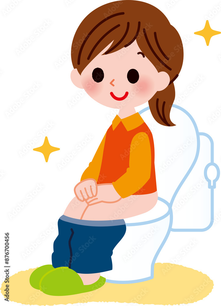 トイレに座る女の子 トイレに座る女の子