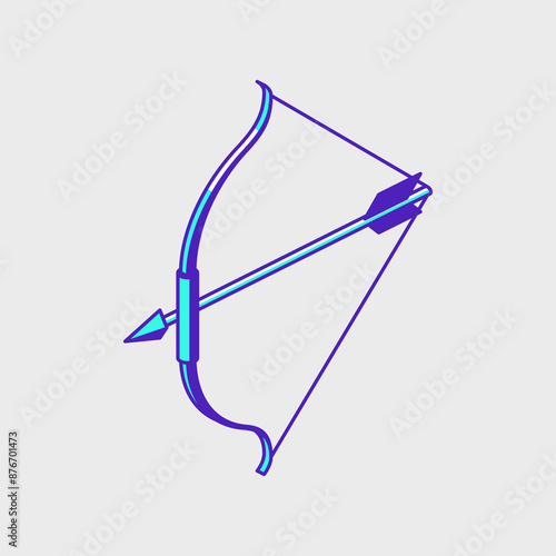 Bow and arrow isometric icon illustration