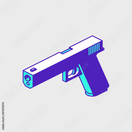 Pistol isometric icon illustration
