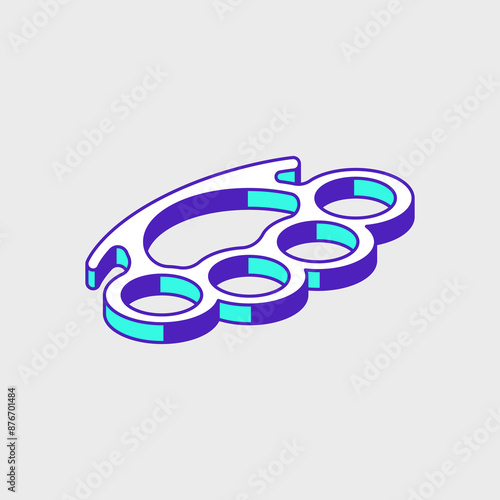 Brass knuckle isometric icon illustration