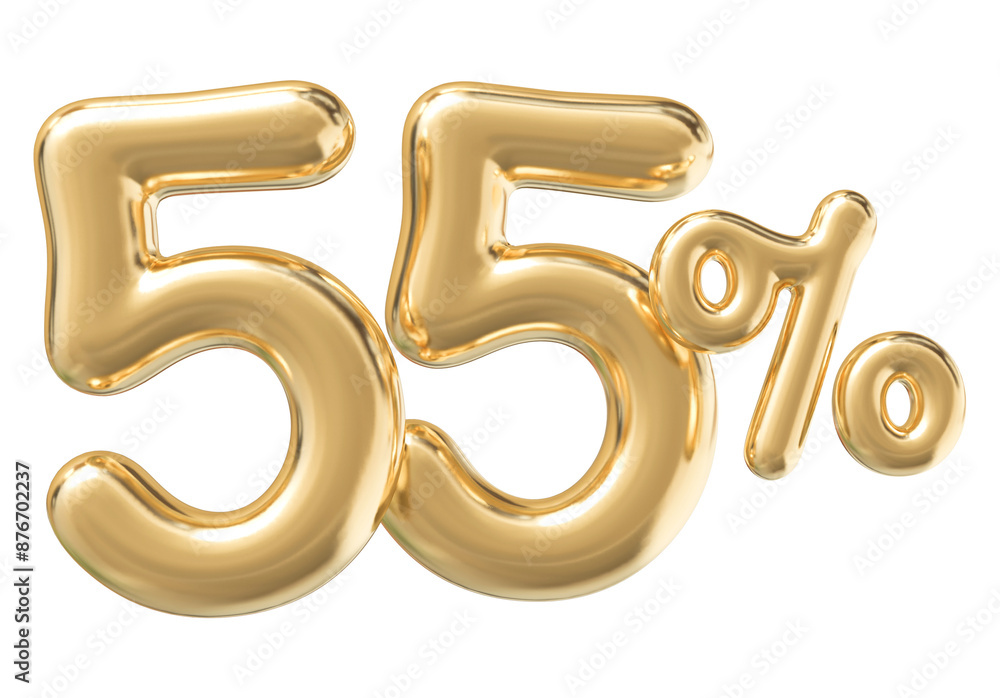 55 Percent Off Sale Gold Number 3D 55 Percent Off Sale Gold Number 3D