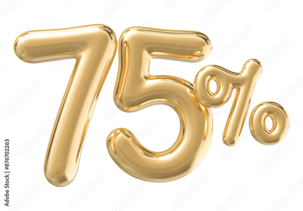 75 Percent Off Sale Gold Number 3D 75 Percent Off Sale Gold Number 3D