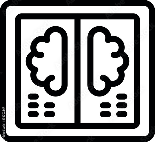 Icon of a medical device displaying brain images, representing medical imaging technology for diagnosis