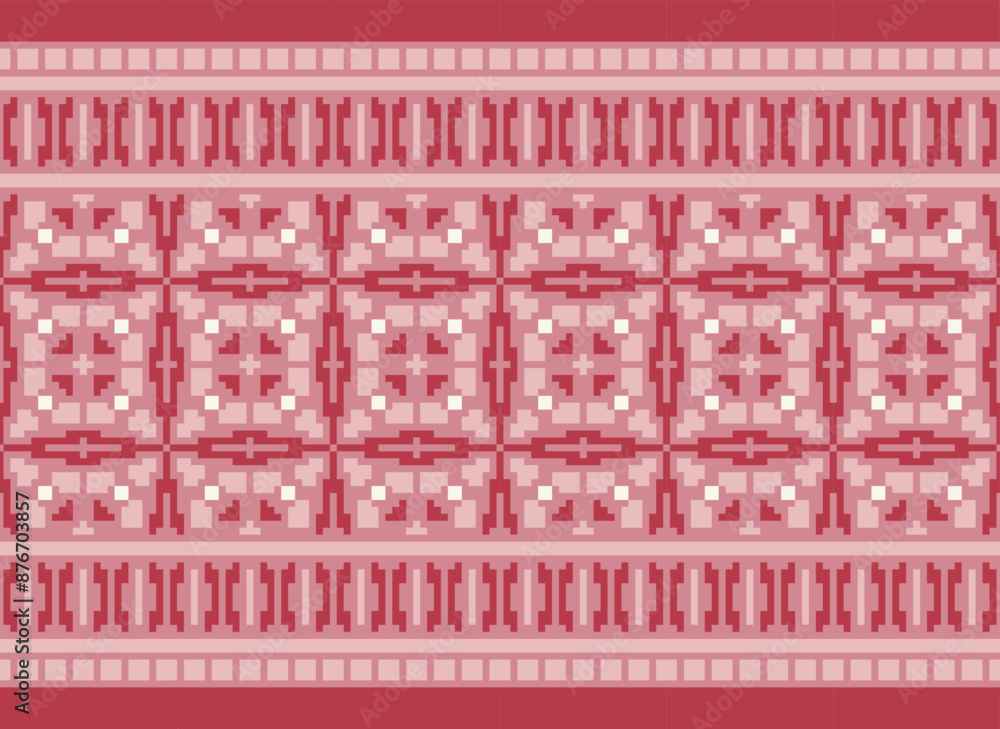 Cross Stitch Embroidery. Ethnic Patterns. Native Style. Traditional Design for Texture, Textile, Fabric, Clothing, Knitwear, Print. Geometric Pixel Horizontal. Cross Stitch Embroidery. Ethnic Patterns. Native Style. Traditional Design for Texture, Textile, Fabric, Clothing, Knitwear, Print. Geometric Pixel Horizontal.