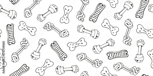 Canvas Print Vector pattern of Bones for Dogs in doodle style