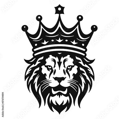 a vector logo of a lion king, featuring a lion's head with a crown photo