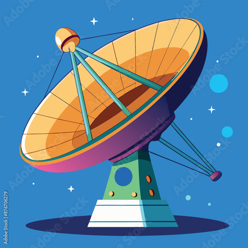 Satellite Dish Icon of a radio telescope Space study antenna cartoon
