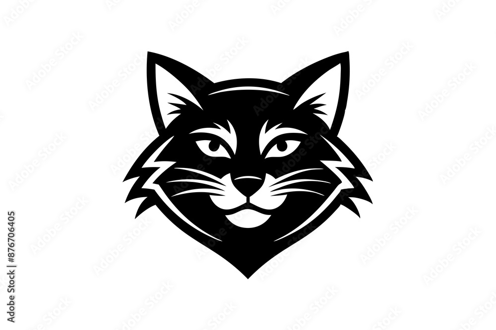 Obraz premium cat mascot logo icon silhouette vector art illustration