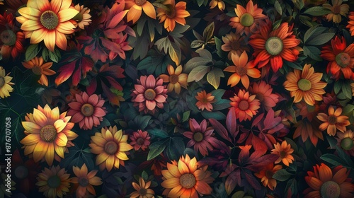 Autumn Splendor. Vibrant fall flowers background