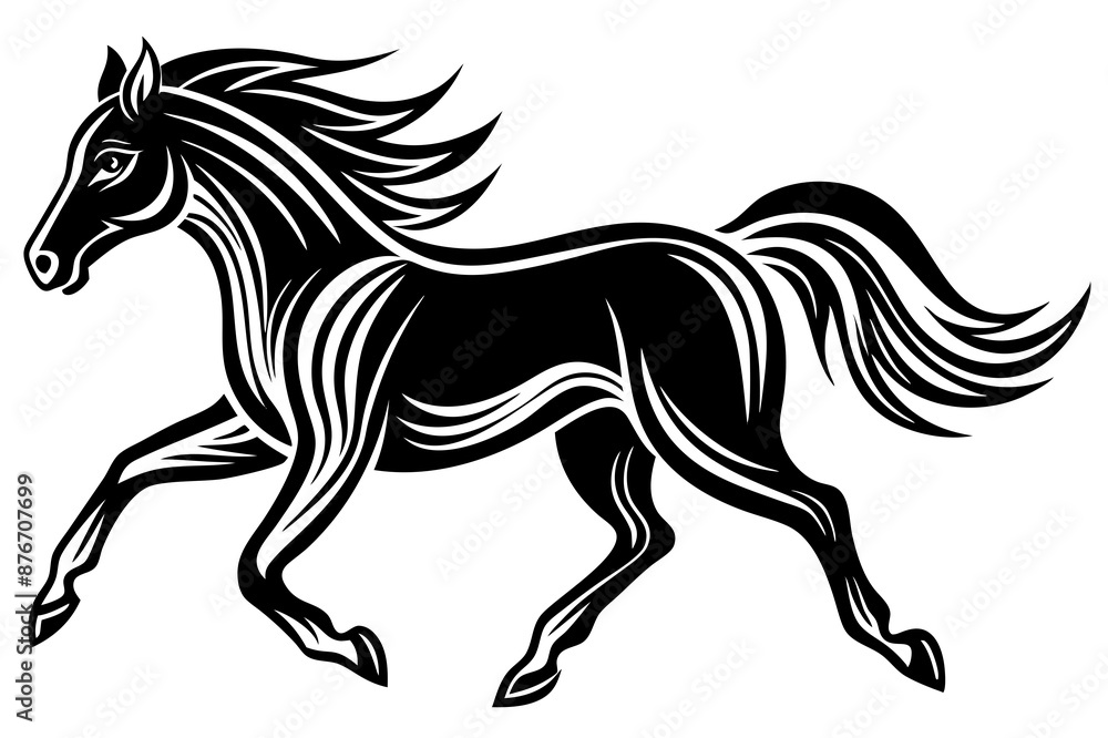 Obraz premium Horse running icon silhouette vector art illustration
