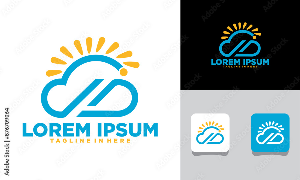 Obraz premium icon set logo cloud and sun minimalist