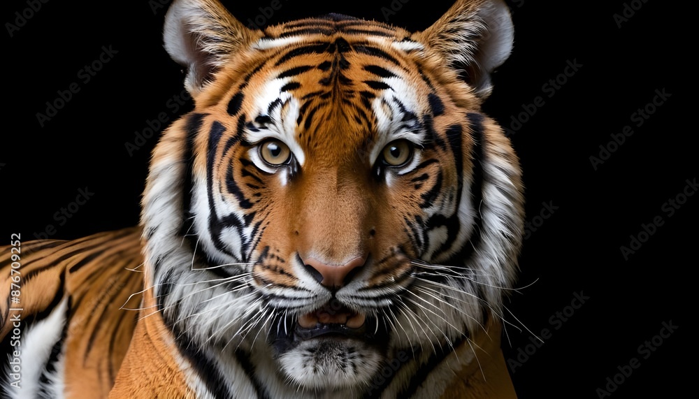 Fototapeta premium portrait of a tiger on black background