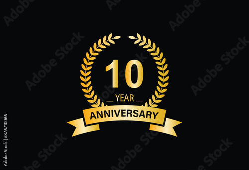 10th anniversary logotype. Golden anniversary celebration emblem design for booklet, leaflet, magazine, brochure poster, web, invitation or greeting