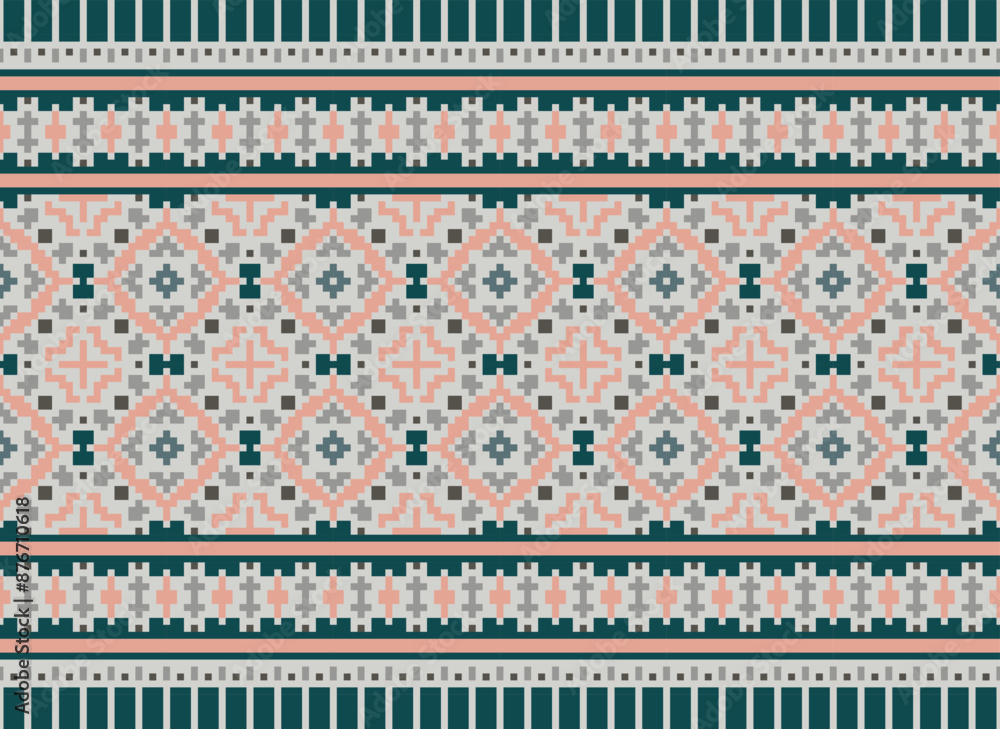 Pixel ethnic oriental pattern traditional design for clothing fabric textile Aztec African Indonesian Indian seamless pattern. Cross Stitch embroidery seamless. Pixel ethnic oriental pattern traditional design for clothing fabric textile Aztec African Indonesian Indian seamless pattern. Cross Stitch embroidery seamless.