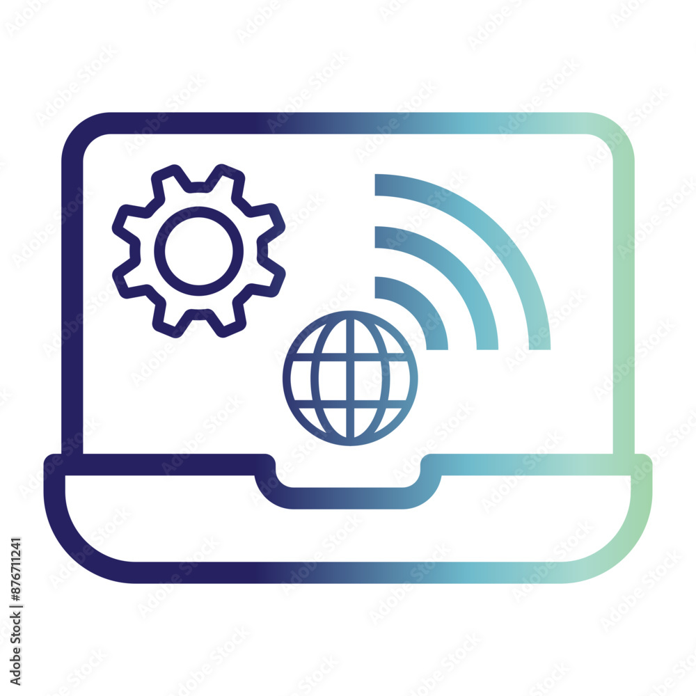 Technology information icon on line gradient style. internet setting, internet connection icon. Technology information icon on line gradient style. internet setting, internet connection icon.