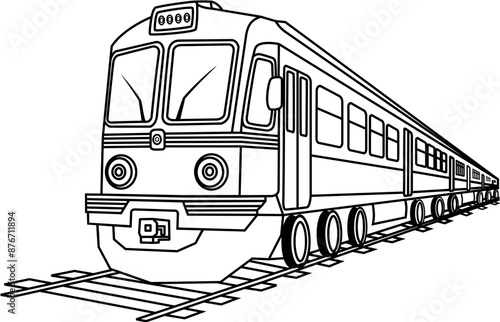 Train illustration drawn with black lines