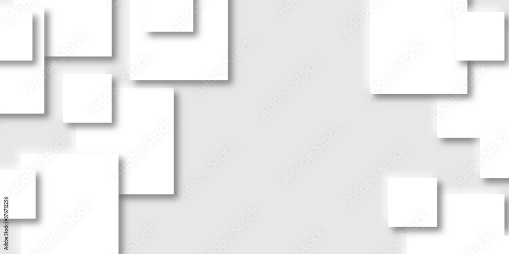 Abstract grey square shape with futuristic concept Embossed papercut background with neomorphism Abstract blurred background with Geometric light & white Space design concept.