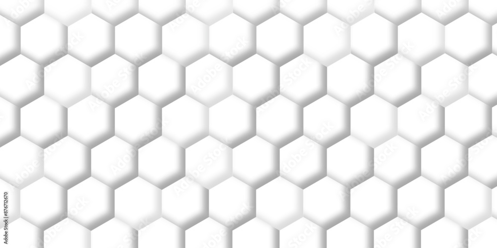 Naklejka premium Abstract white background with hexagons. Abstract hexagon polygonal pattern background vector. seamless bright white Pattern with hexagons illustration of a honeycomb. Futuristic surface .
