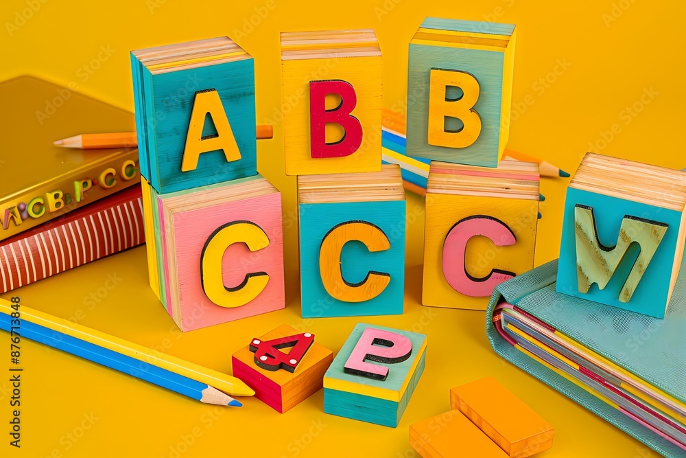 Close-up of colorful wooden alphabet blocks Close-up of colorful wooden alphabet blocks