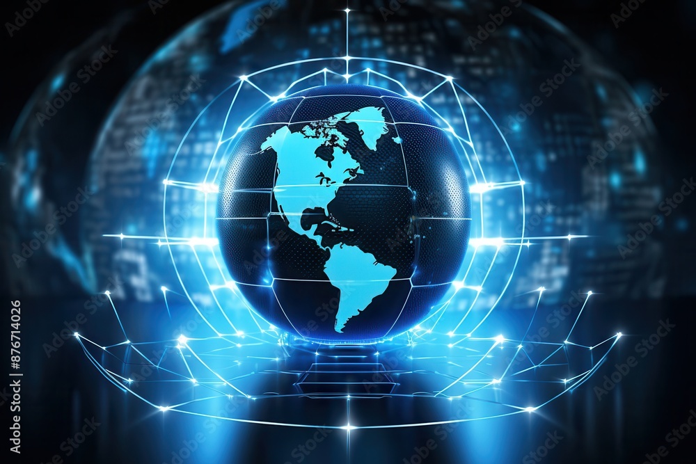 Cybersecurity shield over a networked globe, ideal for global security solutions or international data protection services Cybersecurity shield over a networked globe, ideal for global security solutions or international data protection services