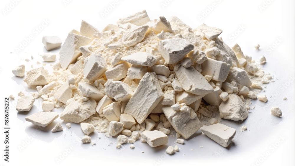 Close-Up Of A Pile Of Crushed White Powder. Close-Up Of A Pile Of Crushed White Powder.