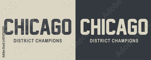 Chicago district champions typographic vintage varsity graphic slogan vector.