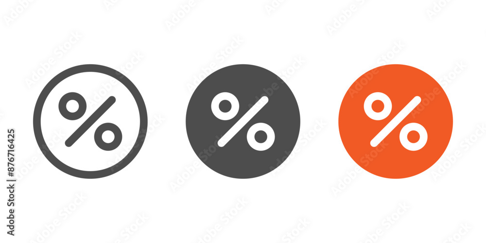 percent icon sign collection in flat design percent icon sign collection in flat design