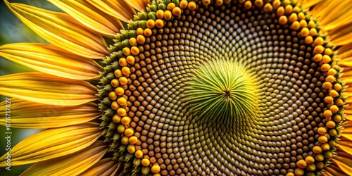 Close-Up of a Sunflower Seed Head with a Blurred Background photo