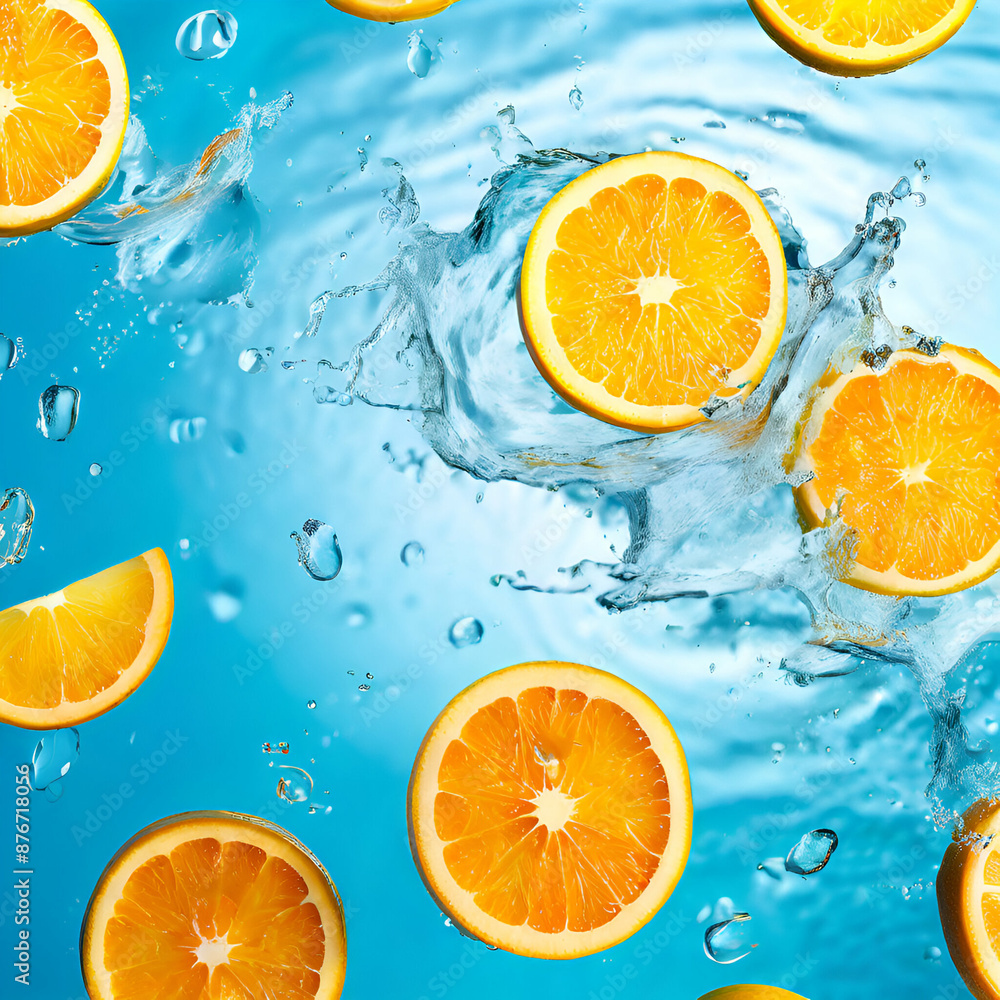Creative summer background with orange fruit slices in swimming pool water. Summer wallpaper
Creative summer background with orange fruit slices in swimming pool water. Summer wallpaper