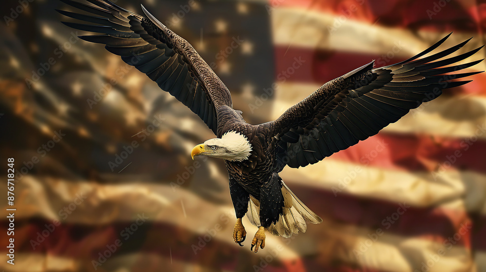 custom made wallpaper toronto digitalbald eagle flying over american flag background