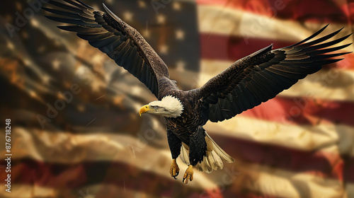 Wallpaper Mural bald eagle flying over american flag background Torontodigital.ca