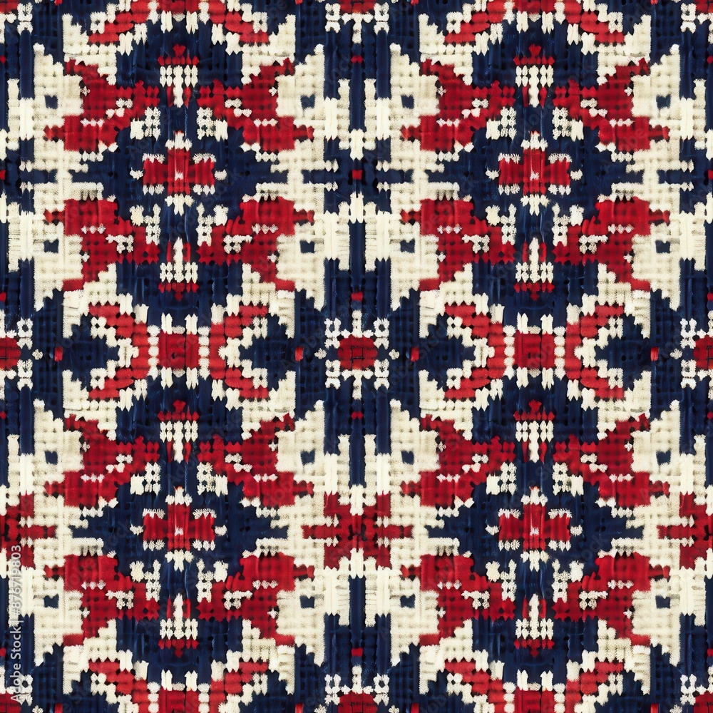 Fototapeta premium Traditional Red and Blue Woven Pattern 